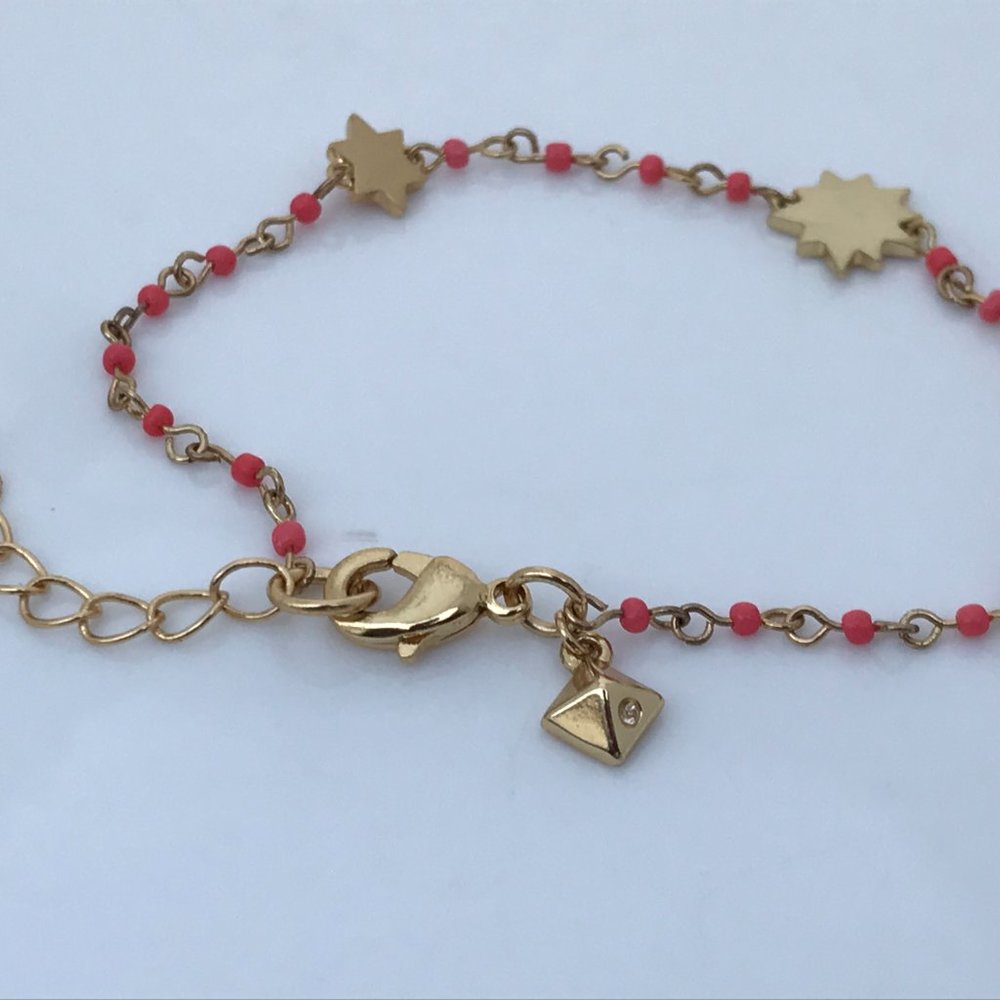 Rebecca Minkoff Bracelet gold Tone sole beaded Lin - Picture 5 of 9